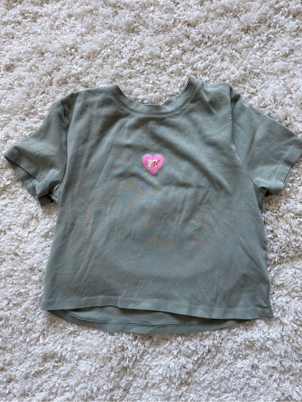 MTV Cropped Tee with Pink Heart Logo